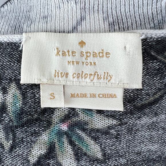 KATE SPADE Botanical Pima Cotton 3/4 Sleeve Lace Accent Knit Cardigan Size S - Picture 8 of 9